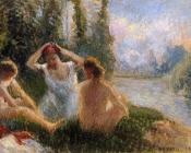 卡米耶 毕沙罗 : Bathers Seated on the Banks of a River